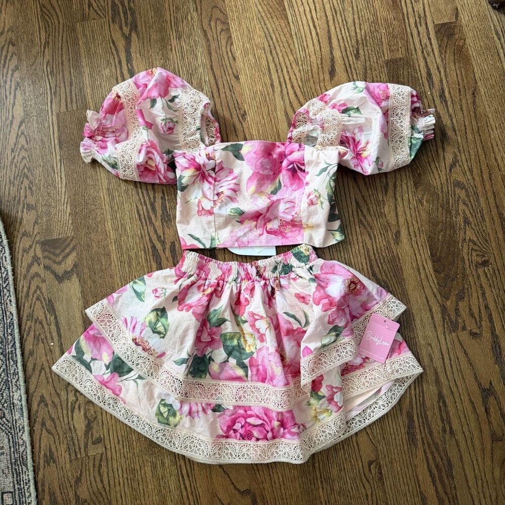 New Buddy Love Explorer Set Tweens Floral Top Skort 100% Cotton Small Size 10 - Picture 14 of 16